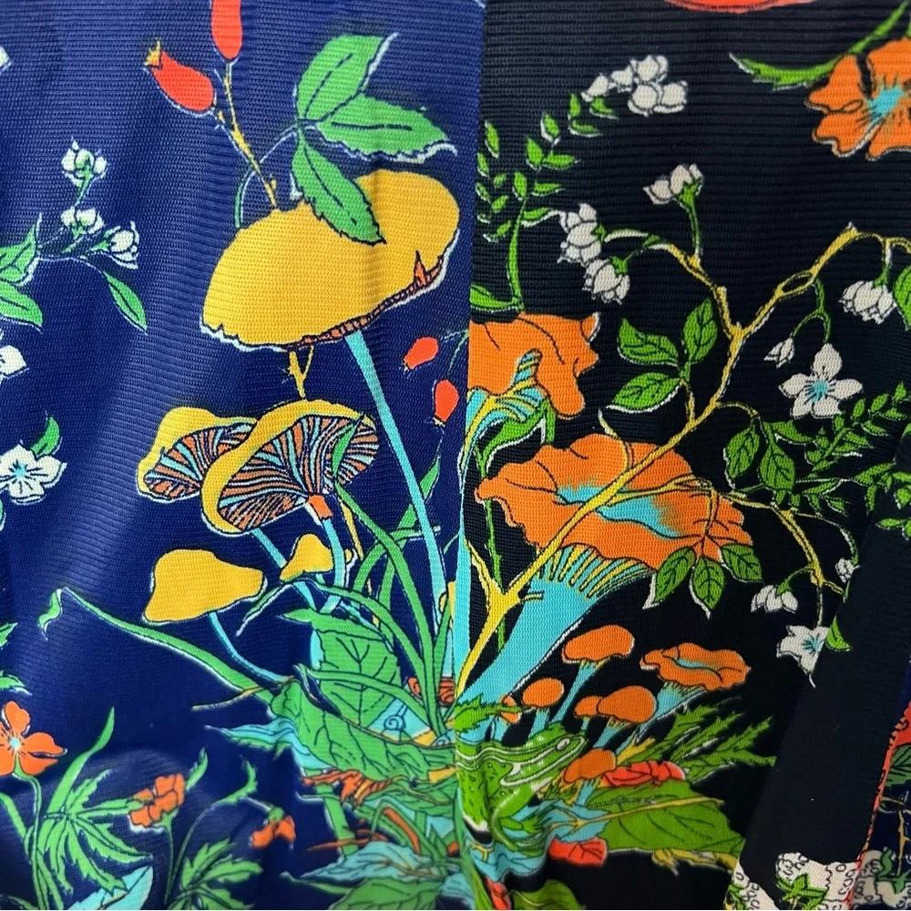 Vintage Mushroom Fungi Floral Bird Print Dress Sleeveless Size Medium - Picture 5 of 12